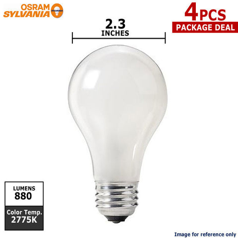 Osram Sylvania 53w A-Shape A19 Soft White Halogen Light Bulb x 4 pack