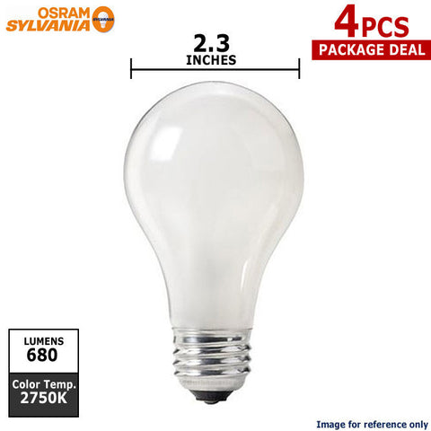 Osram Sylvania 43w A-Shape A19 Soft White Halogen Light Bulb - 4 Pack