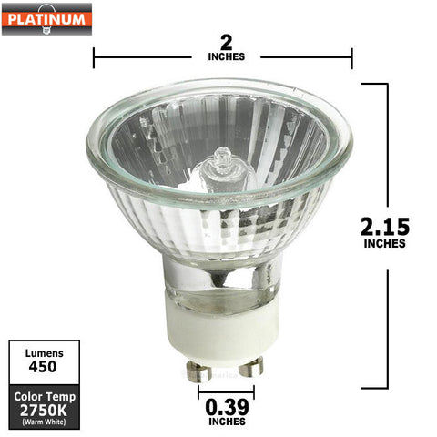 PLATINUM 50w 120v MR16 EXN GU10 Flood FG Halogen Light Bulb