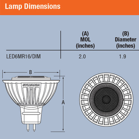OSRAM SYLVANIA 6W ULTRA LED MR16 Flood Dimmable light bulb